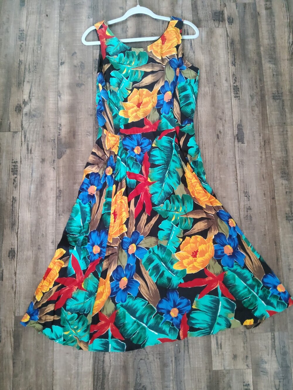 Vintage Tropical Floral Fit And Flare Dress